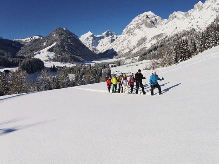 Begleitete Schneeschuhwanderung im Tennengebirge Schneeschuhwandern im Lammertal