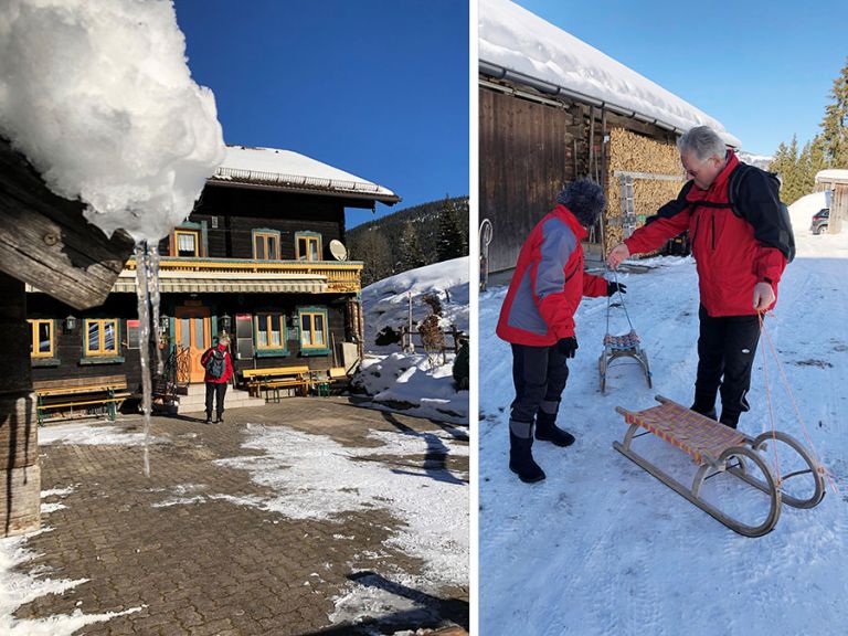 Winter hiking & tobogganing in St. Martin am Tennengebirge