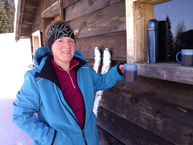 Gastgeberin Anita Hedegger vom Lämmerhof Gastgeberin Anita Hedegger vom Lämmerhof bei einer Skitour
