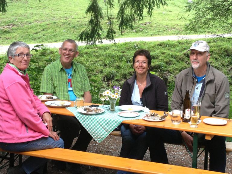 Fish meal at the fish pond in the Lammertal Valley