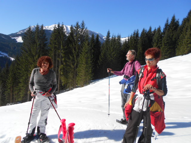 Sonnenschein bei Winterwanderungen in den Alpen