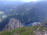 Der hintere Gosausee vom Gipfel des Donnerkogels