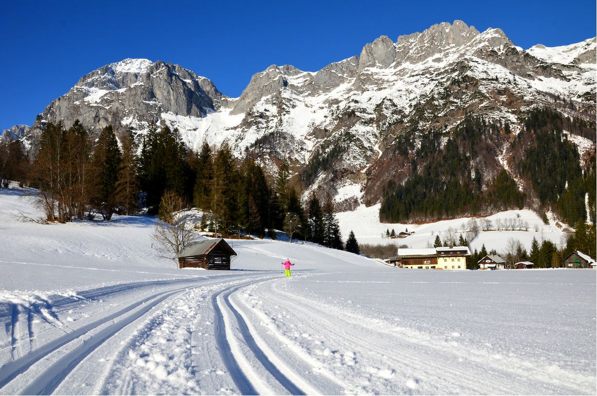 Lammertal-Langlaufloipe im Jänner 2014 beim Berghotel Lämmerhof