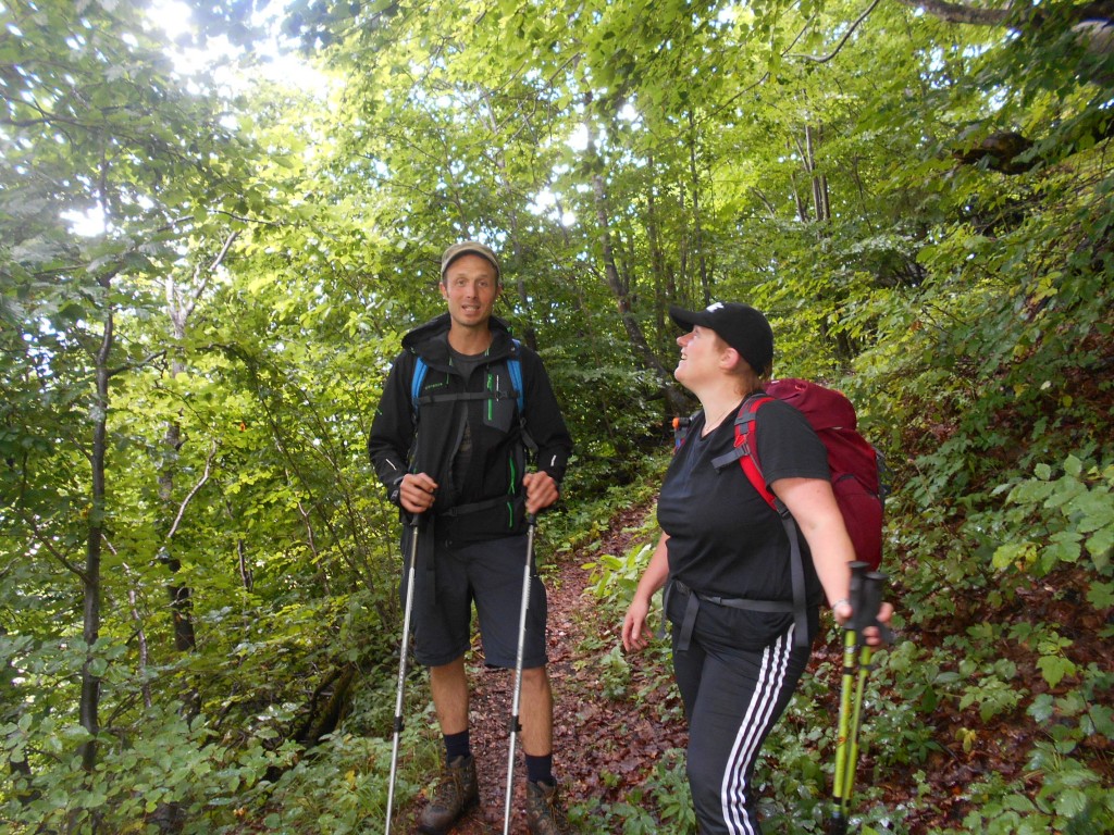 Im kurzen Waldstück am Beginn des Scharfen Steigs