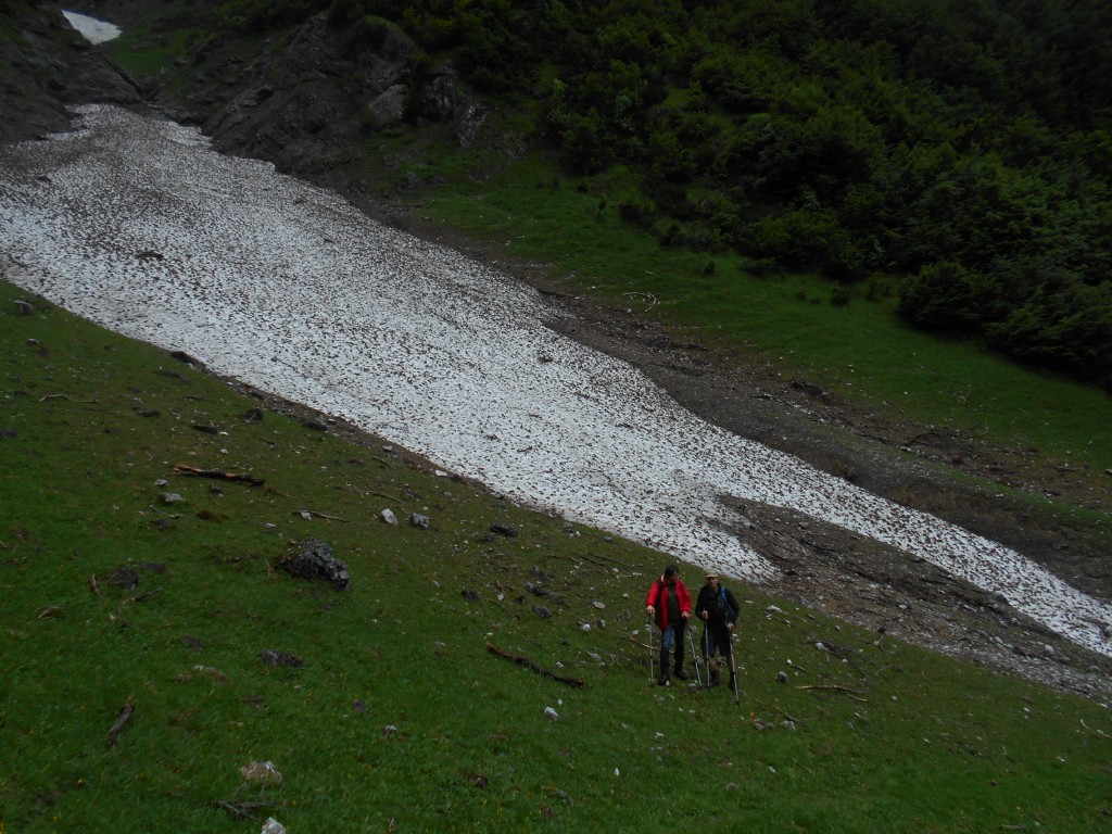 Ein kleines Schneefeld am Scharfen Steig