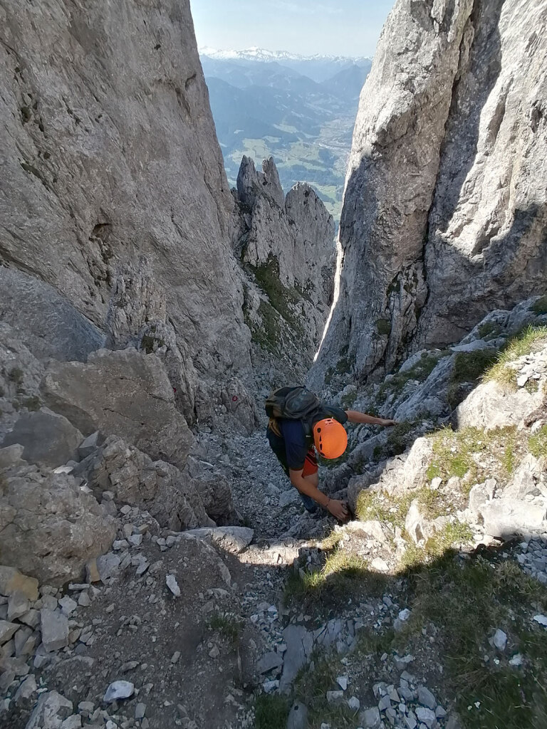 Klettern über die Südschlucht am Hochthron