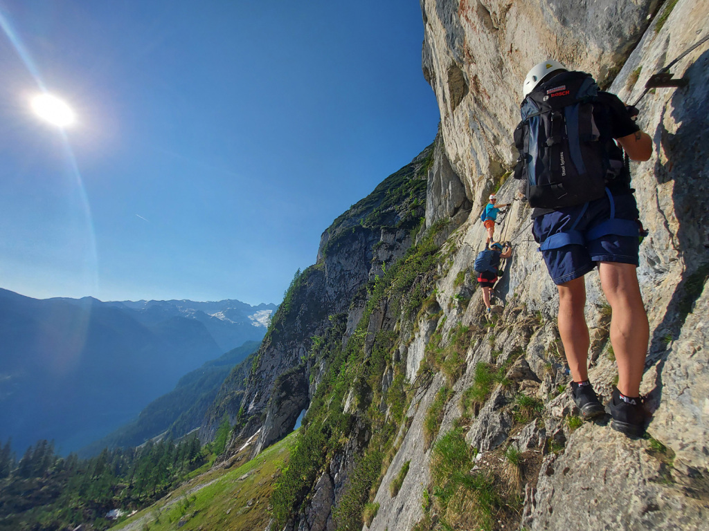 Quergang im Klettersteig